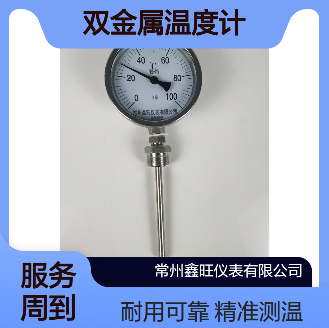 鑫旺仪表WSS-311径向型双金属温度计 100℃接触式指针显示测温仪