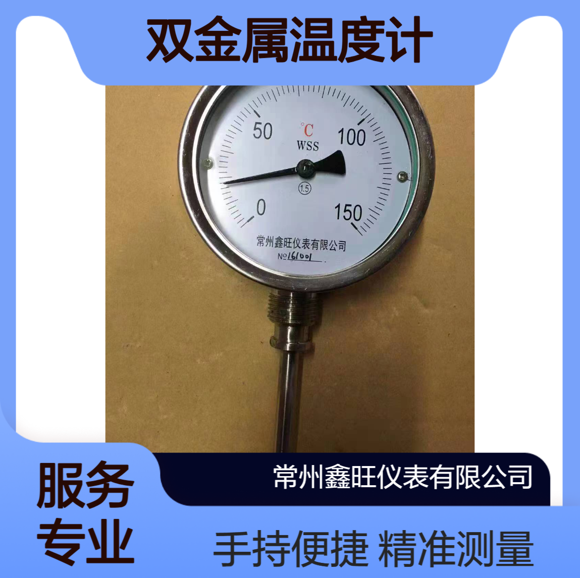 WSS-316径向型双金属温度计 手持式100℃量程指针显示误差1.5℃