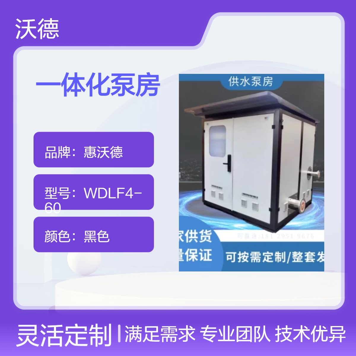 惠沃德一体化智慧泵房 适用介质清水 叶轮材质不锈钢 支持定制
