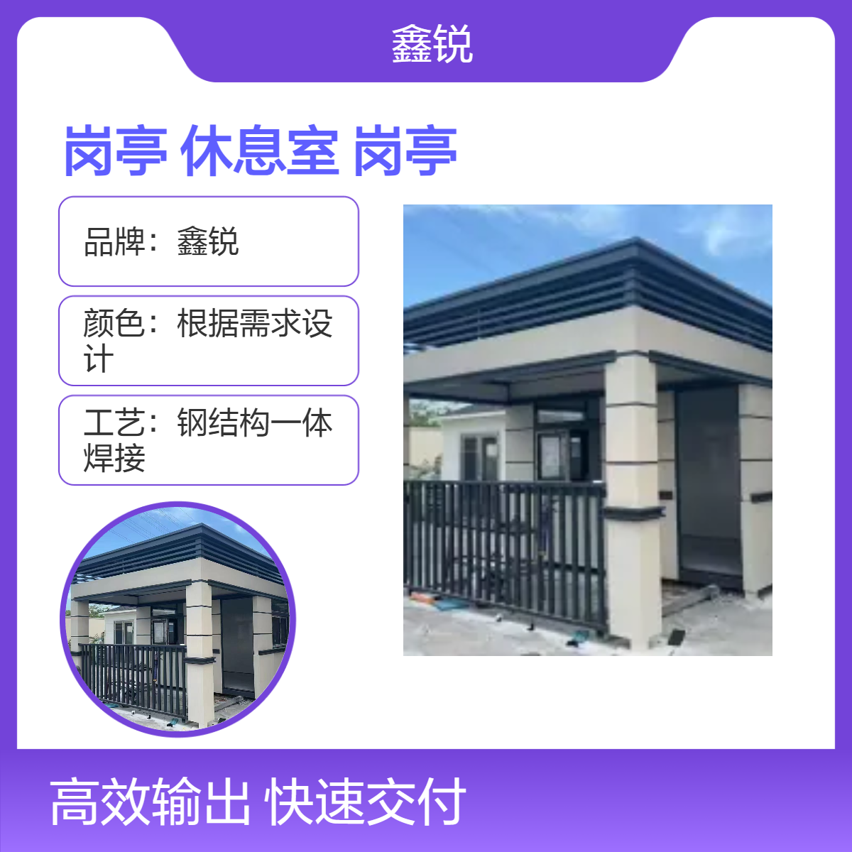 鑫锐钢结构岗亭休息室 定制面积载重内外精装 适用于门卫值班安保室