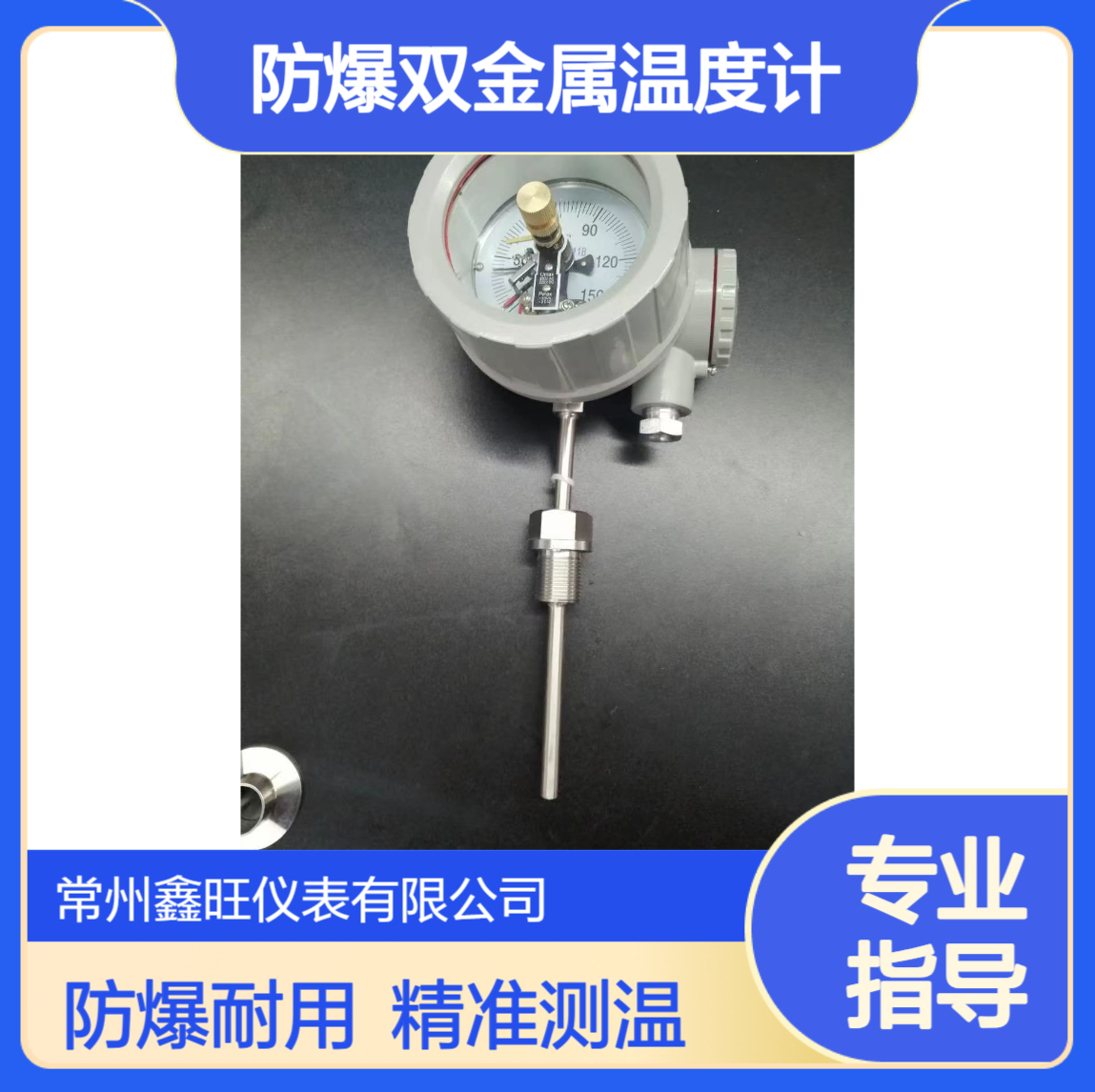 鑫旺WTYY嵌入式防爆双金属温度计 1.5级精度接触式指针测温仪℃
