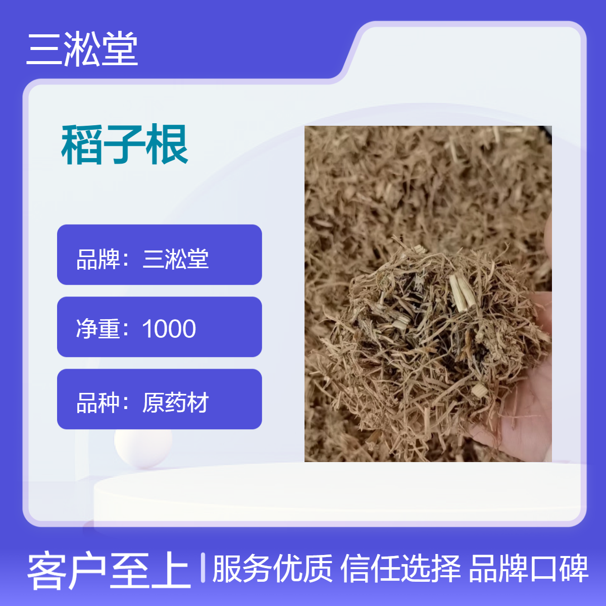 三淞堂一级稻子根 原药材初级农产品 阴凉干燥储存 品质优选