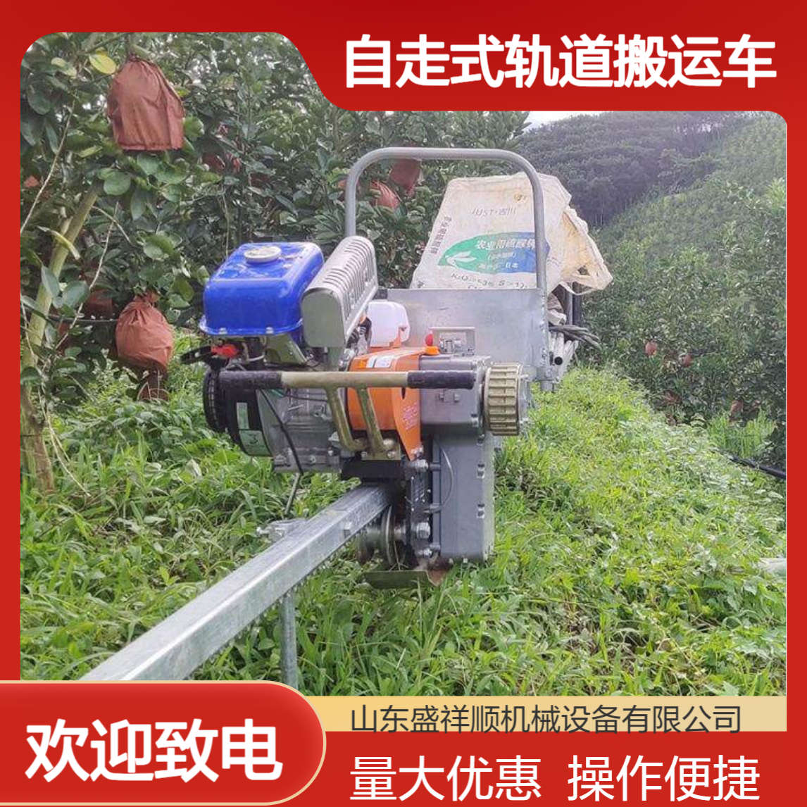 新款单轨运输车 农用大棚电动爬坡汽油自走式轨道搬运车